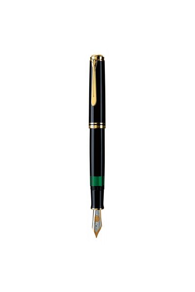 Pelikan Souveran M1000 Fountain Pen, Material Resin, Color Black, F Nib, 18k Gold Nib, Gold-Plated Trim