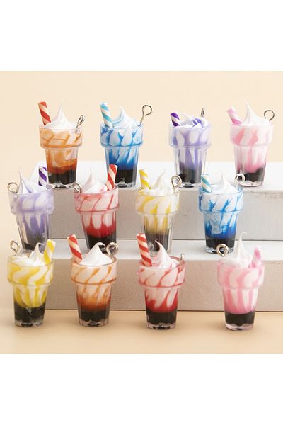 Choice 12pcs 12pcs/lot Mixed Acrylic Ice Cream Drink Cup Charms Pendant DIY Necklace Earrings For Jewelry M