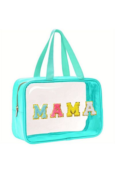 Choice blue MAMA 1pcs Makeup Bag, Pvc Transparent Handbag, Large Capacity Waterproof Storage Bag, Travel
