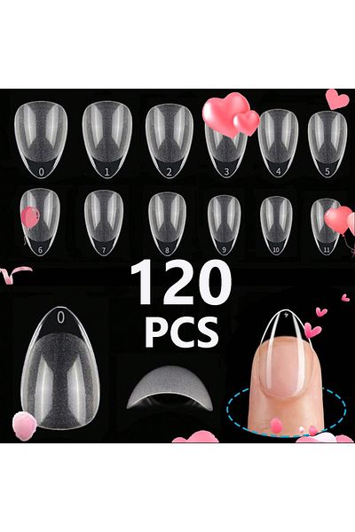 Choice Red 120pcs Half Cover Almond Fake Nails Half Matte Pre Buff Acrylic Nails Extra Short Almond Shape G