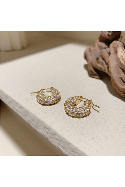 Choice E2005 Huitan Big/Small Two Sizes Hoop Earrings for Women Full Paved CZ Stone Bling Bling Female Circ