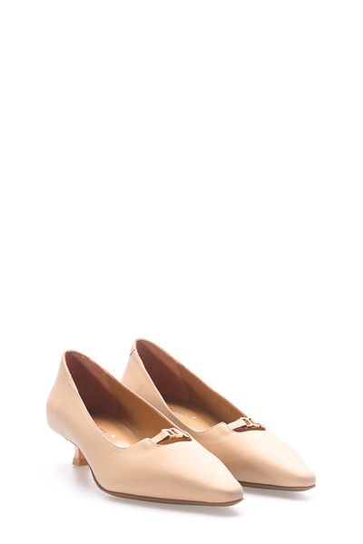 Ayakkabıhane Inside and Outside Genuine Leather Mink Stylish Women's Short Heeled Shoes Ah0801926125787
