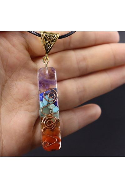 Choice C3203-2 Retro Reiki Healing Energy Crystal Pendant Natural Stone for Yoga Meditation Spiritual 7 Cha