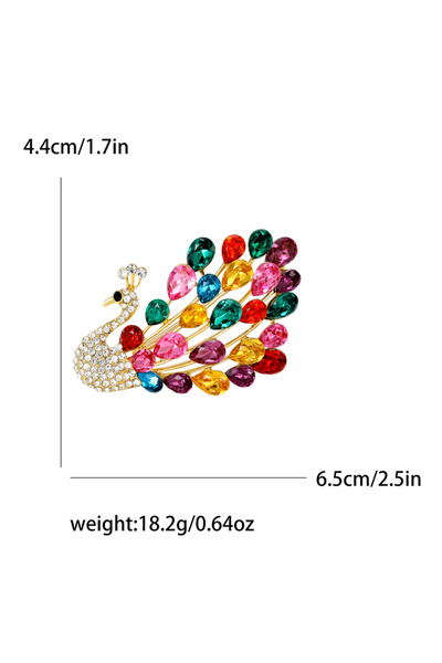 Choice دبوس معطف أنيق وعصري على شكل طائر الطاووس مرصع بالكامل بأحجار الراين M...