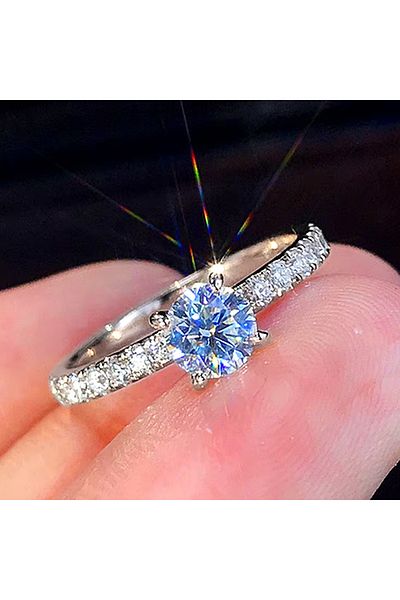 Choice 7 AJZ10089 Classic 4 Claws Design Round Zirconia Women Wedding Engagement Rings Available Low-key B
