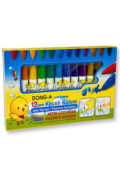 Dong-A Jumbo Washable Felt Tip Crayons 12 Colors