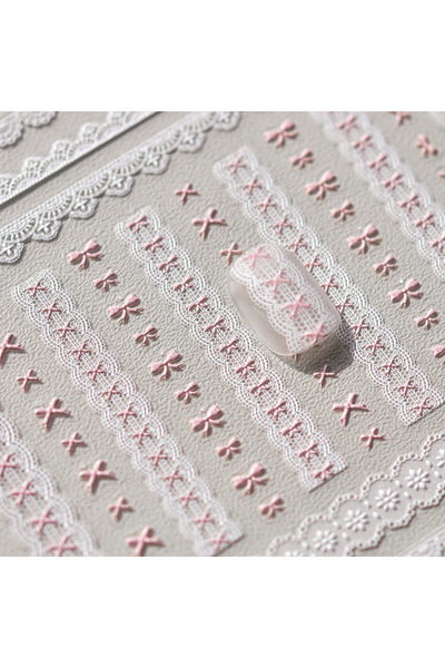 NAILFYOU to3493 1 قطعة 5D الإغاثة Kawaii الدانتيل سلسلة ملصقات فن الأظافر الو...