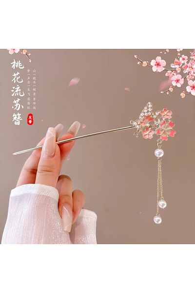 Choice Light Yellow Gold Color Sweety Romantic Hairpin For Women Vintage Chinese Style Flower Tassel Hair S