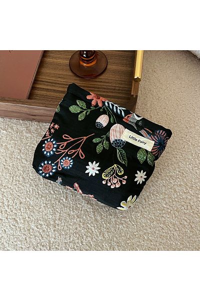 Choice S New Small Women's Cosmetic Bag Portable Plant Pattern Small Sanitary Napkin Storage Bag Commuter .