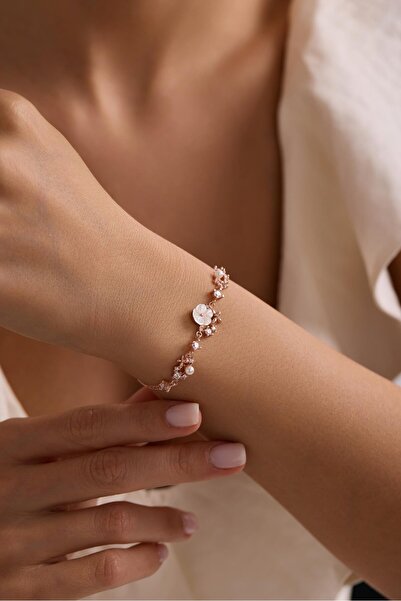 Nereze 925 Ayar Gümüş Rose Kaplama Bahar Şenliği Manolya Çiçeği İnci Kelebek ...