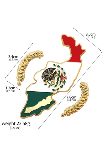 Choice X00588 Mexico Map Brooch Enamel Pin Eagle and Snake Wheat Decoration H...
