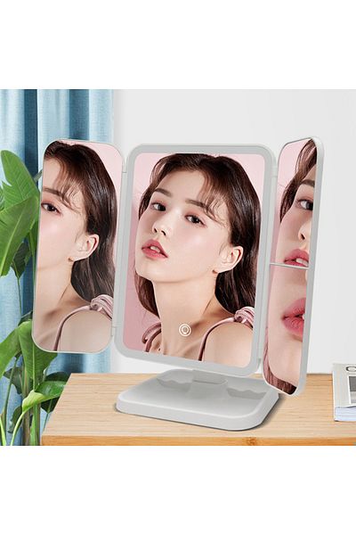 Choice WHITE Trifold Makeup Mirror LED Lights Dorm Dressing Mirror Beauty Light up your fill light with Sma
