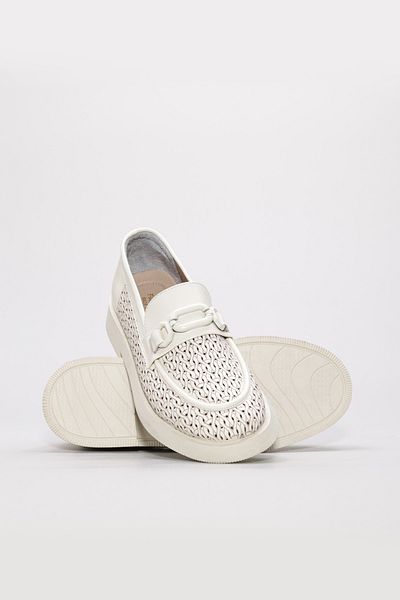 Ayakkabıhane Inside and Outside Genuine Leather Ecru Women's Casual Daily Shoes Ah082102611167
