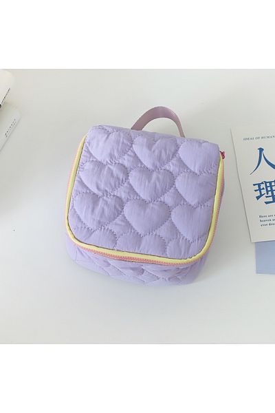 Choice Lavender Korean Version Cute Love Makeup Bag Large Capacity Portable Travel Handbag Wash Bag