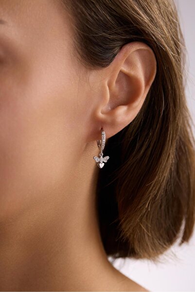 Nereze 925 Ayar Gümüş Rodyum Kaplama 10 mm Sallantılı Yusufcuk Küpe