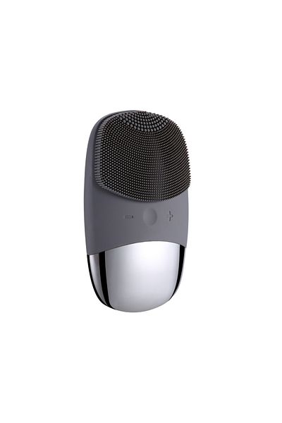 Choice Gray Electric Facial Cleansing Brush Silicone Square Charging Face Cleaner Motor Ultrasonic Cleaning