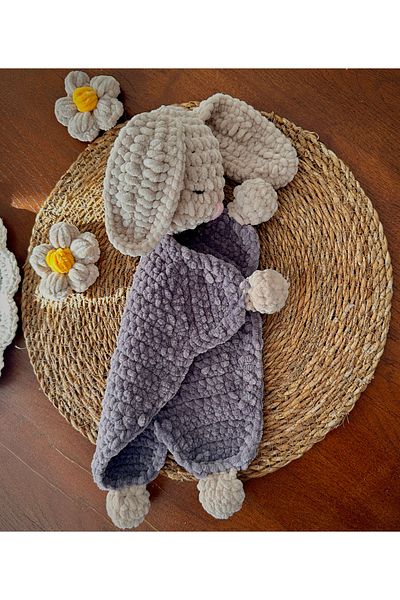 yucin Handmade Amigurumi Rabbit Sleeping Companion – Plush Toy Sleeping Blanket for Babies