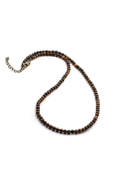Choice Tiger Eye Stone Simple 4mm Small Stone Necklace Men Handmade Natural Howlite Tiger Eyes Beaded 48cm