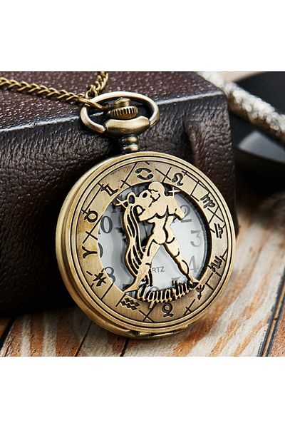 Choice Aquarius 12 creative personality necklace constellations pocket watches retro pocket watches cheap h