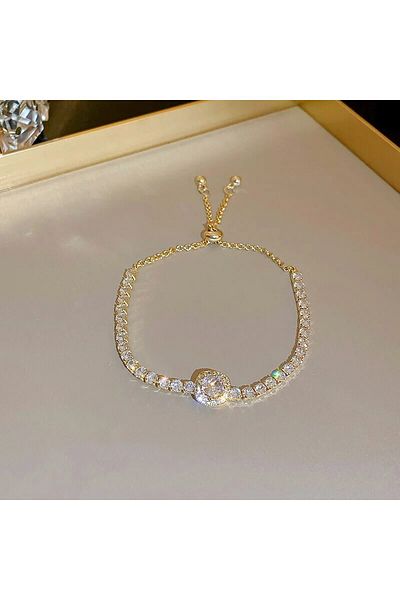 Choice gold color Korea Square Zircon Adjustable Bracelet for Female Simple Light Luxury Bracelets Personal