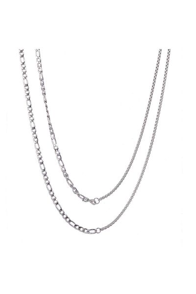 Go Dutch Label Linked Double Necklace (silver stainless steel)