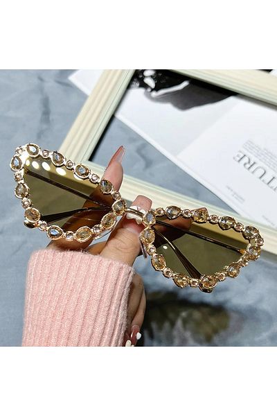 Choice Gold Luxury Design Cat Eye Sunglasses Women Fashion Vintage Brand Sun Glasses Metal Frame Driving Ey