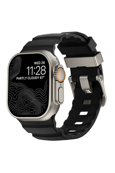 Choice 42 44 45 46 49mm Black Sport Band For Apple Watch Ultra 2 10 9 8 7 6 SE 5 4 Soft Silicone Titanium B