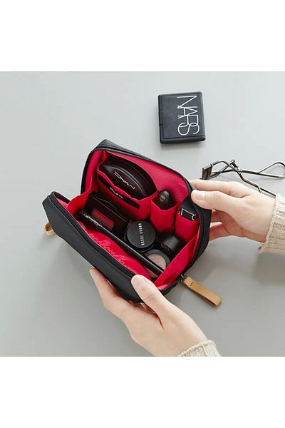 Choice BPA076-BkackRed 2024 New Women Cosmetic Bag Solid Color Korean Style Makeup Bag Pouch Toiletry Bag W