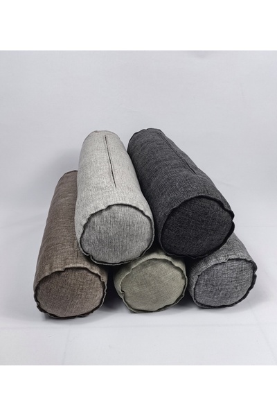 HHKARTS Linen Fabric Cylinder Pillow Zippered Bolster Yoga Pillow Case Anthracite 20X50