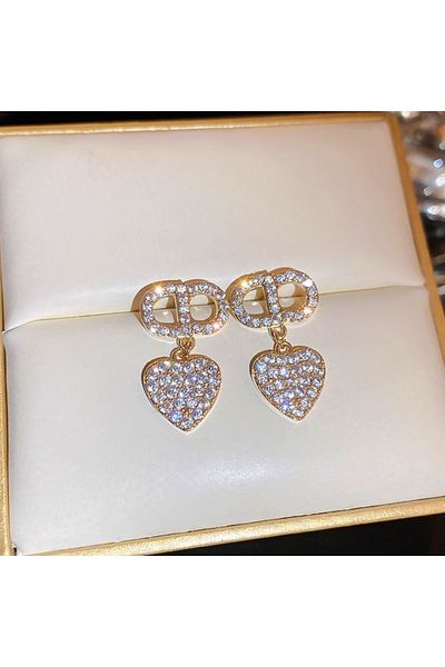 Choice Gold French Light Luxury Style Heart-shaped Earrings, Business Party Earrings, Women's Niche Design,