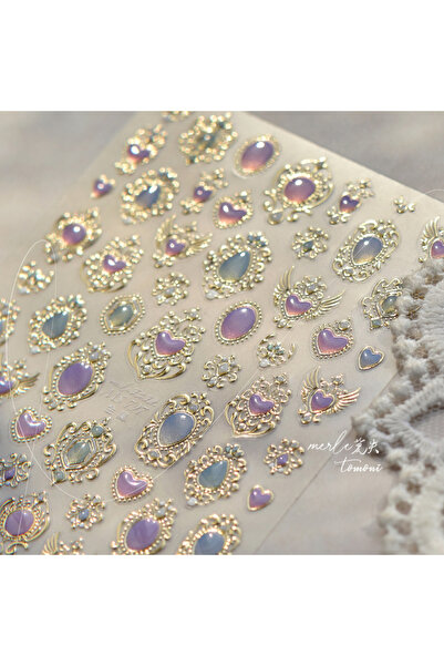 NAILFYOU MS797 حجر عين القط الذهبي متدرج خماسي الأبعاد على شكل قلب حب أوروبي،...