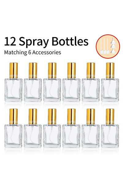 Choice زجاجة عطر شفافة سعة 15 مل، 12 قطعة، 12 قطعة + 6 ملحقات، زجاجة عطر شفاف...