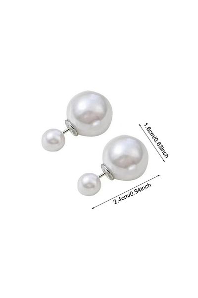 Choice One Size Simple Delicate Two-sided Imitation Pearl Ear Stud Earrings for Women Bijoux Korean Boucle