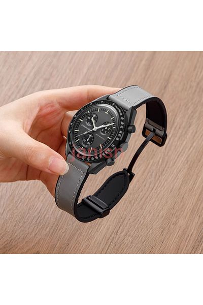Choice 20mm Gray Magnetic Bracelet For Omega X Swatch Joint MoonSwatch Band Silicone Strap For TicWatch2 Re
