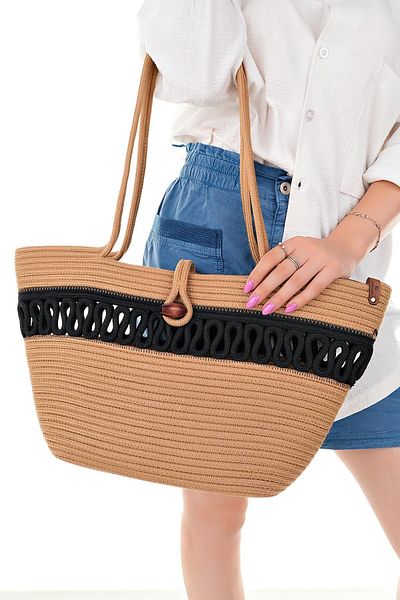 Aymood Women's Straw Bag Hand Braided Jute Straw Shoulder Beach Bag
