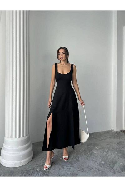 MAXMOOR Tulip Midi Dress - Black