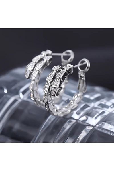 Choice E10474-02 2024 Design Sense Classic Snake Shaped Micro Set Zircon Drop Earrings Luxury Jewelry Acces