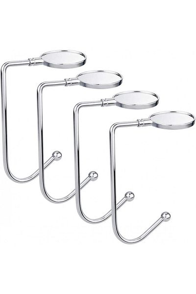 Vohoney Set Of 4 Christmas Stocking Hooks, Metal, Silver, 10 X 7 Cm