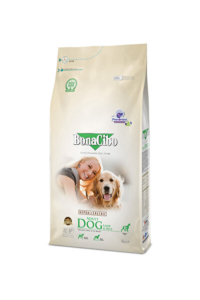 BonaCibo Adult Dog Kuzulu ve Pirinçli Yetişkin Köpek Maması, 4 Kg, Tüm Irklar İçin, Doğal, Şeker İçermez