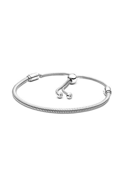 Miniso WHITE 16-21CM QWS04 Disney Snake Chain Slider Bracelet For Women Fit Original Jewelry Diy Pendant Ch