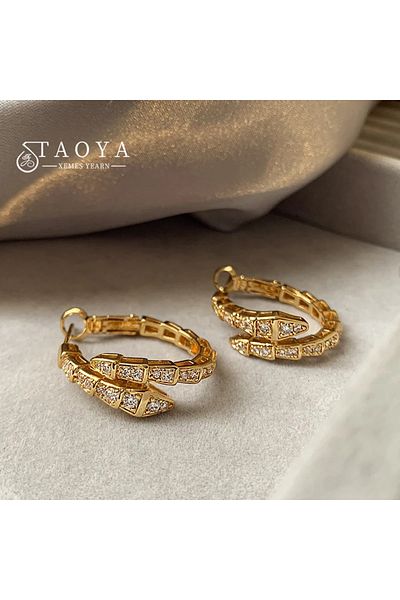 Choice E10474-01 2024 Design Sense Classic Snake Shaped Micro Set Zircon Drop Earrings Luxury Jewelry Acces