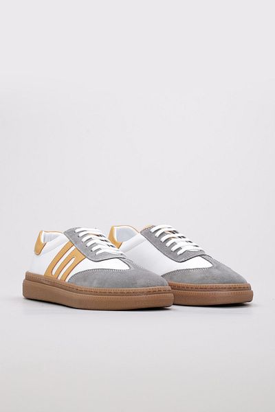Ayakkabıhane Genuine Leather Inside and Outside White Gray Women's Casual Daily Shoes Ah08934261234