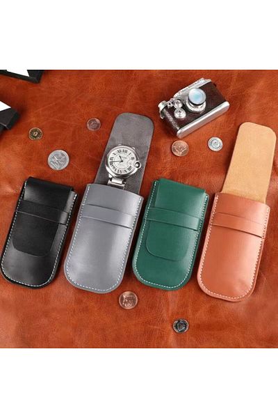 Choice brown Watch Bag Organizer Watch Accessories Anti-Dust Gift Bag Flannelette And Leather Bags For Jewe