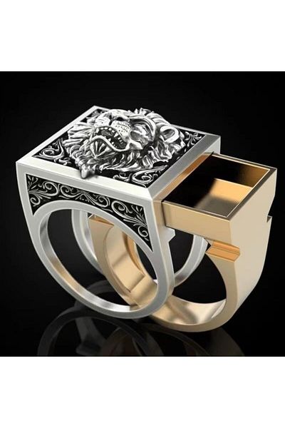 Choice 13 121 Fashion Punk Domineering Lion Head Men's Ring Creative Storage Finger Link Day Friendship Jew