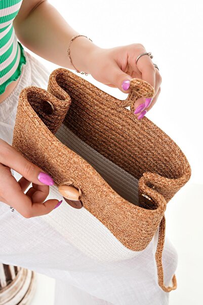 Aymood Γυναικεία ψάθινη τσάντα χειροποίητη πλεκτή τσάντα παραλίας από γιούτα