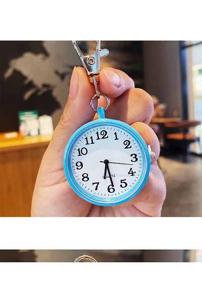 Choice Blue New Tiny Cute Quartz Pocket Watch with Keyring Men Women Quartz Watch for Nurses Doctors Studen