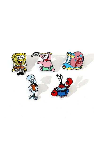 Choice 5 PCS 5 Pcs Funny Anime Brooch Cute Gary the Snail Enamel Pin Metal Badge Jewelry Clothing Backpack