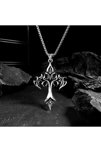 Choice ZY008 Cross border new flame retro cross necklace men's pendant necklace niche fashion accessory