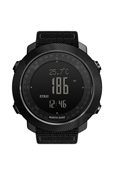 Choice ساعة NORTH EDGE رياضية رقمية للرجال من النايلون الأسود للجري والسباحة والعسكرية ومقياس الارتفاع
