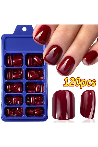 Choice TD246-7 120Pcs 9-Colors French Fake Toenails Summer Short Sqaure Press On Toe Nails Tips Glossy Nude